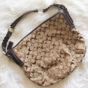 COACH Brown Signature Medium Hobo Shoulder Bag